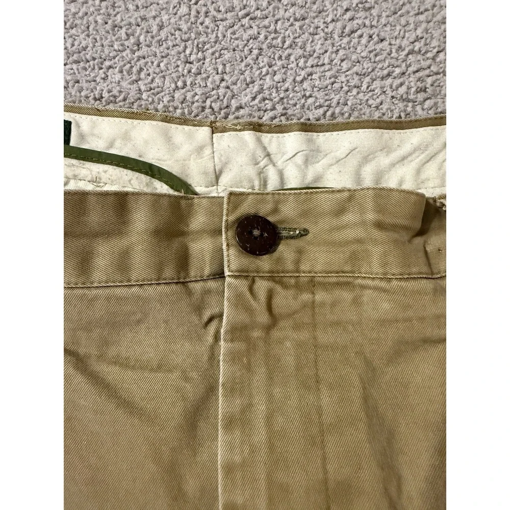 Vintage Orvis Men's Tan Pleated Khaki Heavy Cotton Pants Slacks Size 42